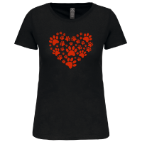 Dames T-shirt hart van pootjes - Dieren